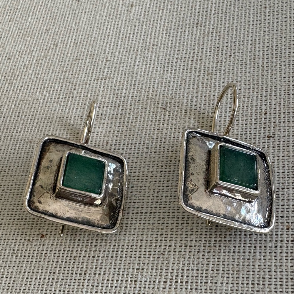 Sterling Silver Labradorite Square Earwires
